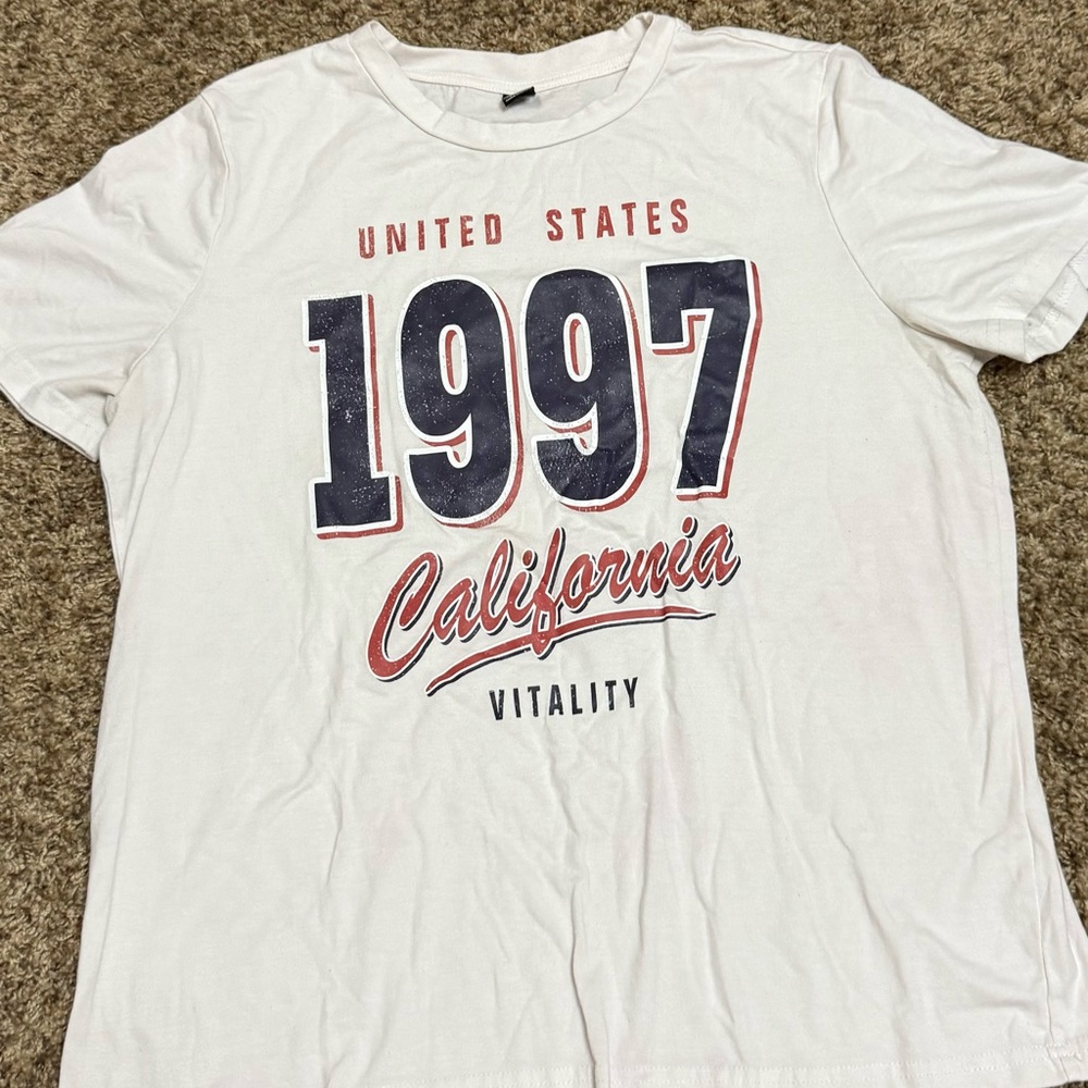 SHEIN White '1997 California' Tee